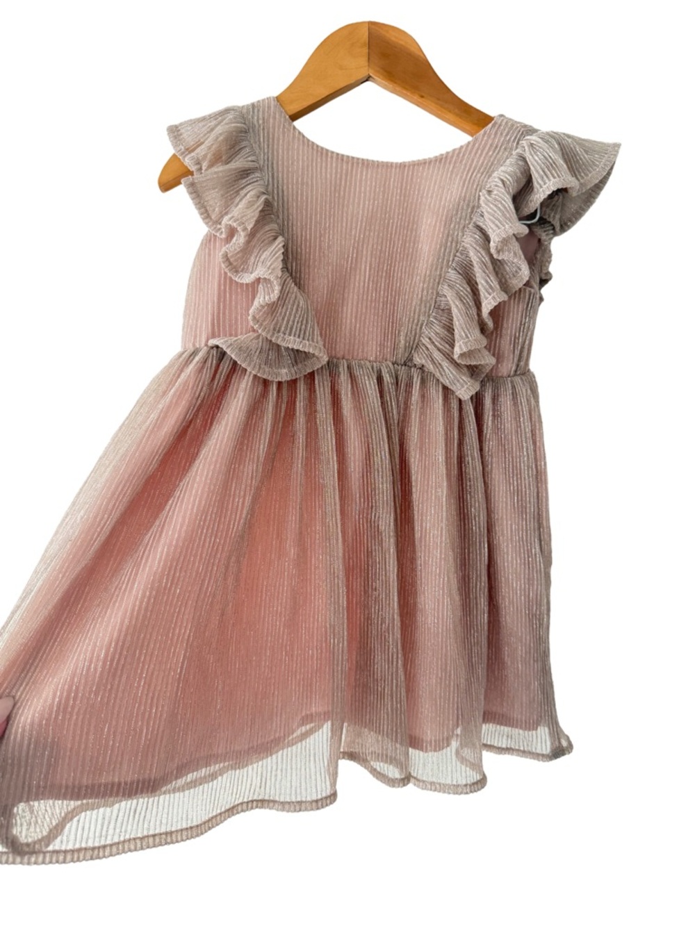 H&M Dusty Pink Metallic Shimmer Ruffle Dress for Girls 2T